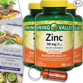 Spring Valley Zinc 50 mg with Vitamin D 50 mcg 150 Ct Immune Health Dietary Supplement Capsules 3 pk (450 Total) + Vitamin Vitality &amp Pill Container (5 Items)!