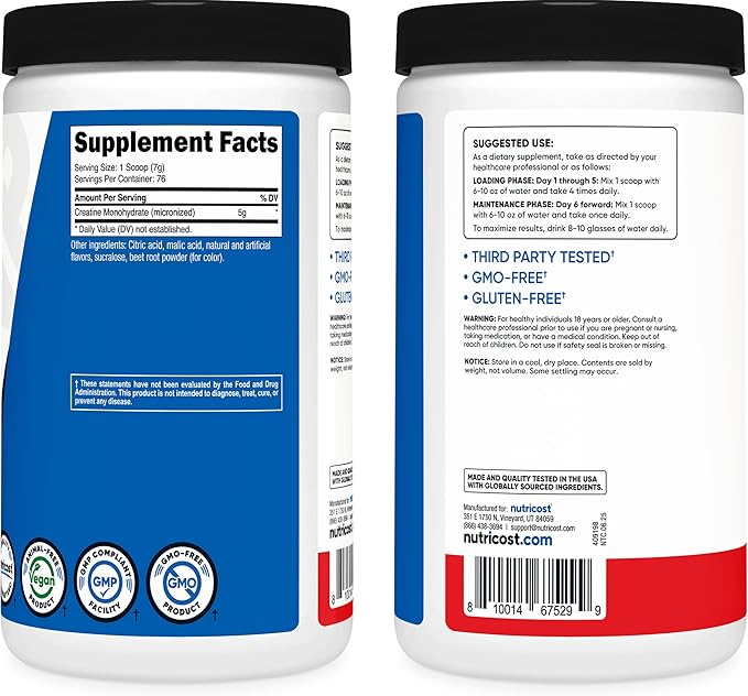 Nutricost Creatine Monohydrate Powder (Fruit Punch 500 Gram)