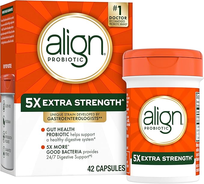 Align Probiotic Extra Strength Probiotics for Women and Men Probiotics for Men Probiotic Capsules have 5X CFUs 42 Capsules