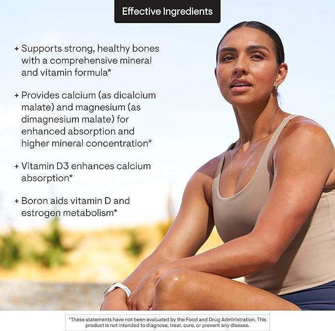 THORNE - Advanced Bone Support - Bone Health Supplement for Women &amp Men with Calcium Magnesium Vitamin D B Vitamins Folate &amp Boron* - Gluten Dairy &amp Soy-Free - 120 Capsules