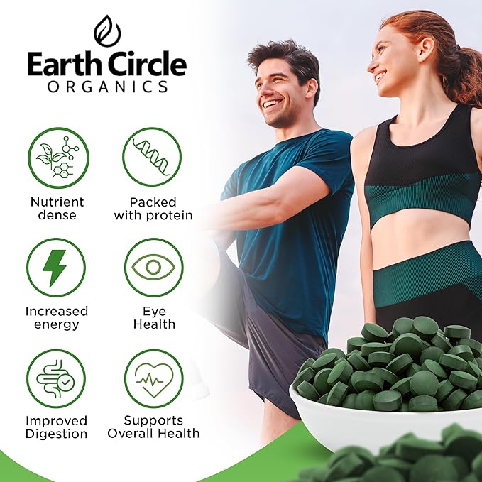 Premium Organic Chlorella / Spirulina Tablets 1000 Count (50/50) | Vegan Kosher Green Algae Superfood | Cracked Cell Wall for Maximum Absorption | High in Protein Iron Chlorophyll - Pack of 2