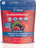 FundAminos EAA + BCAA Amino Acid Powder | Organic Vegan Plant-Based | Complete Essential Aminos for Everyday Nutrition | Optimized Protein Utilization | Refreshing Superfruits Blend - 60 Servings