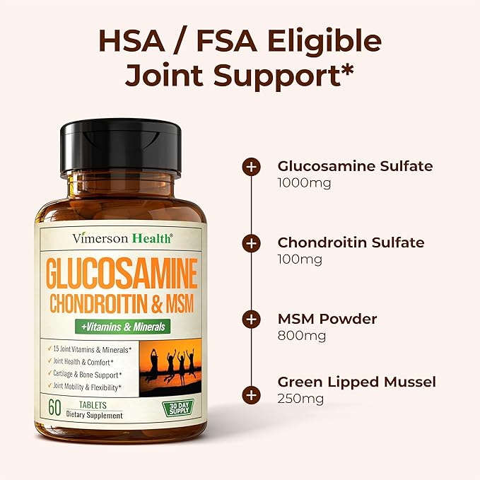 Glucosamine Chondroitin MSM Supplement – Advanced Joint Supplements for Men and Women w/Glucosamine Sulfate 1000mg Chondroitin Sulfate &amp MSM Vitamin B12 and More for Joint Health – FSA Eligible