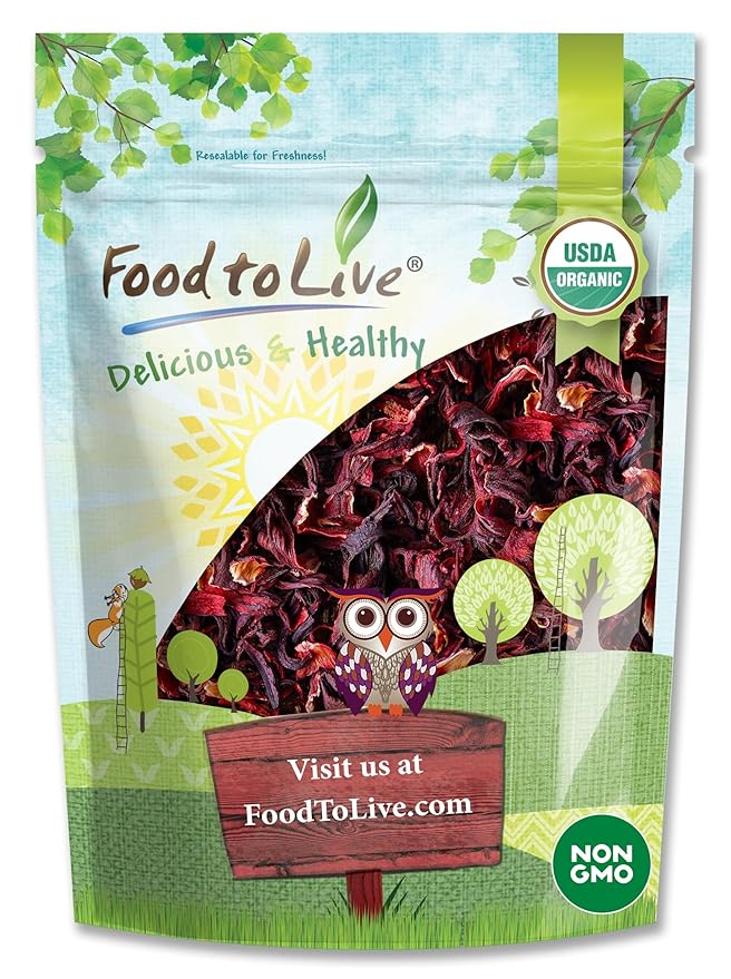 Food to Live Organic Hibiscus Flowers 8 Ounces – Whole Petals. Great for Herbal Tea. Non-GMO. Caffeine-free. Good Source of Vitamin C. Bulk. Kosher