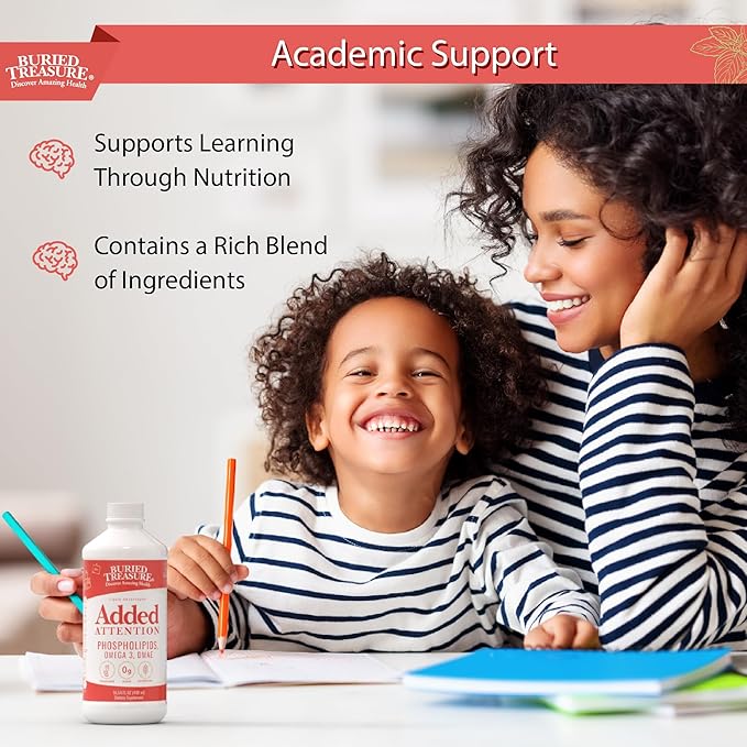 Buried Treasure - Added Attention - Children's Learning Support with GABA DHA Vitamin B and Herbal Blend - Aid Healthy Brain Functions - Improved Short-Term Auditory Memory Focus &amp Behavior 16.54