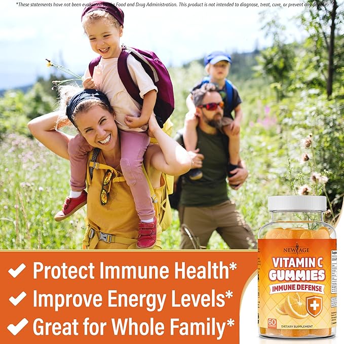 NEW AGE Vitamin C Gummies Orange Vitamin C Gummy - Supports Healthy Immune System - Vegetarian Without Gluten (60 Gummies)