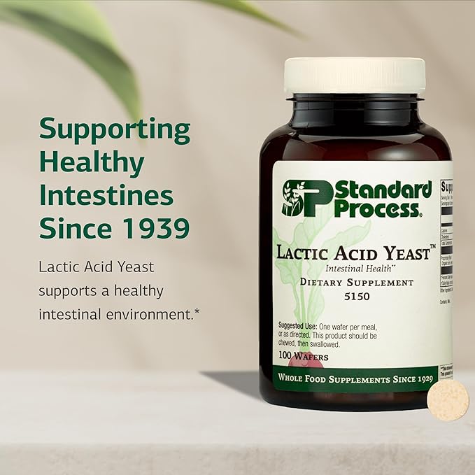 Standard Process Lactic Acid Yeast - Dietary Supplement for Digestive Health &amp Gut Support - Non-Soy &amp Vegetarian - 100 Wafers