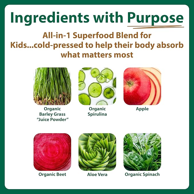 MacroLife Naturals MacroCoco Super Greens Drink Chocolate Powder Superfood for Kids &amp Teens - Whole Food Fruit &amp Vegetable Multi-Vitamins Probiotics Digestive Enzymes &amp Fiber Supplement -