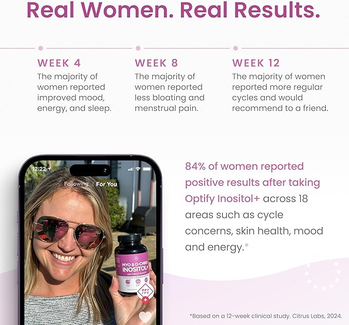 Optify Inositol Supplement for Women – 90-Day Supply – Myo-Inositol and D-Chiro Inositol with Folate and Vitamin D – 40:1 Ratio – Hormone Balance &amp Ovarian Support - 360 Capsules