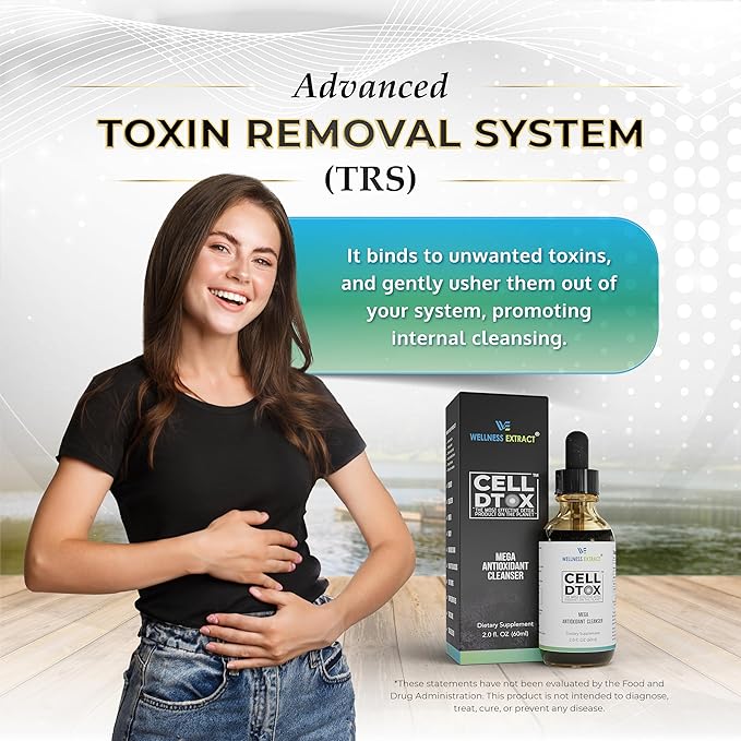 Wellness Extract Cell Dtox - Humic Fulvic Acid &amp Zeolite Electrolyte Alkaline Water Mineral Drops with Zero Sugar Powerful Antioxidant Supplement 2 oz