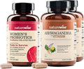 NatureWise [1] Probiotics for Women + Cranberry for PH &amp Urinary - 60 Capsules[60-Day Supply] + (Pack of 2) Ashwagandha for Stress + GABA &amp L-Theanine - 60 Capsules[30-Day Supply]
