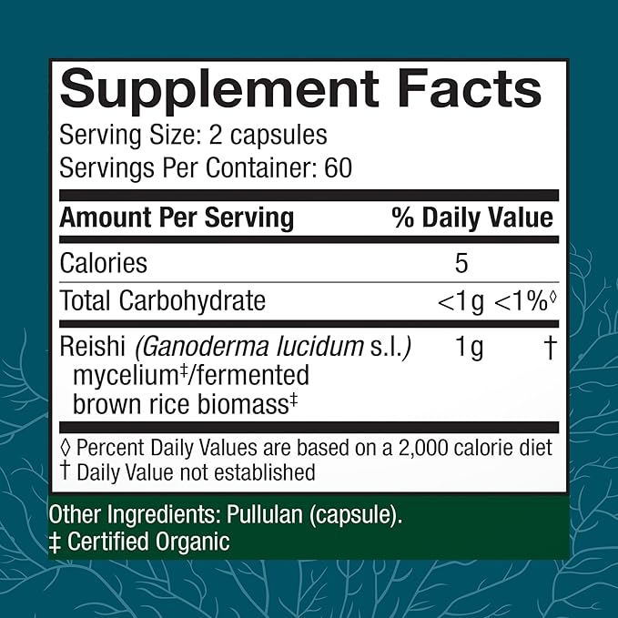 Host Defense Reishi Capsules - Heart &amp Immune Health Support Supplement - Mushroom Supplement to Support Energy &amp Vitality - Reishi Supplement to Aid Overall Well-Being - 120 Capsules