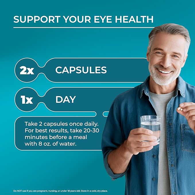 PUREHEALTH RESEARCH Complete Vision Formula - Eye Vitamins &amp Mineral Supplement - Lutein and Zeaxanthin Supplements for Men &amp Women - with Eyebright Herb Zinc Copper Bilberry &amp More - 6
