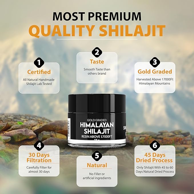 Pakshilajit® Pure Himalayan Shilajit Resin 45 Days Sun Dried &amp Gold Graded Shilajit Above 18000FT | Purified &amp Organic 85 Plus Natural Minerals Rich in Fulvic &amp Humic Acid for Men &amp