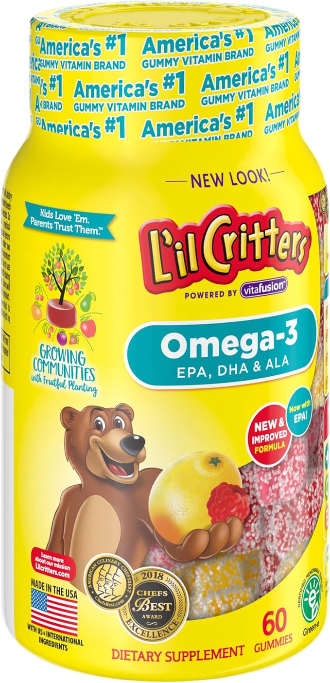 Lil Critters Omega-3 DHA LemonadeChewable 60 Count Pack of 2