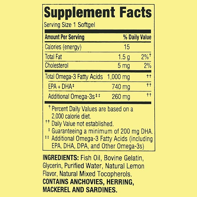 SUREFECT Spring Valley Proactive Support Omega-3 Fish Oil Dietary Supplement Softgels for Heart/General/Brain Health 1000 mg 60 Count Organizer.