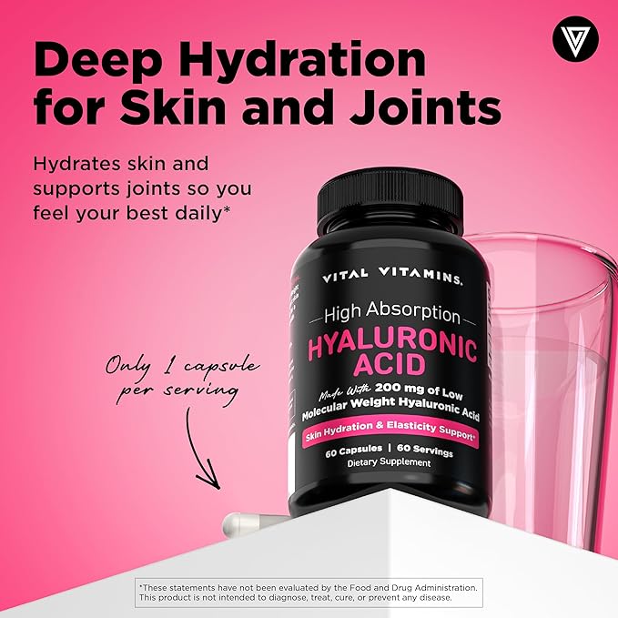 Vital Vitamins Pure Hyaluronic Acid 60 ct + Astaxanthin 60 ct