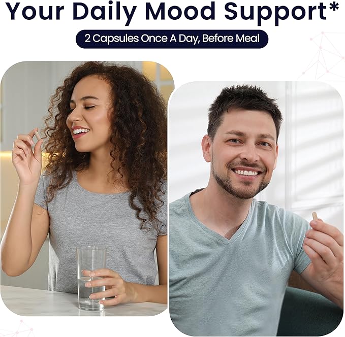 5-HTP - 200mg 5HTP Supplement (5-Hydroxytryptophan) to Support Mood Plus Sleep* Stress Relief* 60 Capsules - 30 Day Supply Made in USA