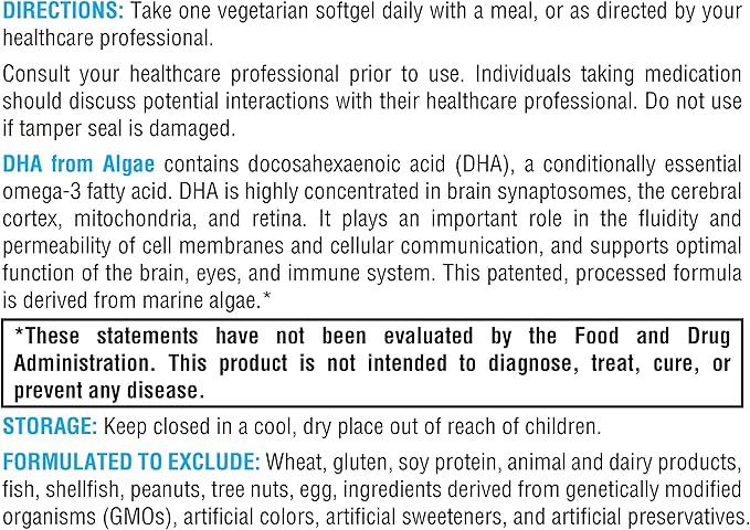XYMOGEN DHA from Algae - Vegan Omega-3 DHA Supplement - Brain Eye &amp Immune Support - Plant-Based Omega Nutrition - Non-Fish Source - 60 Softgels