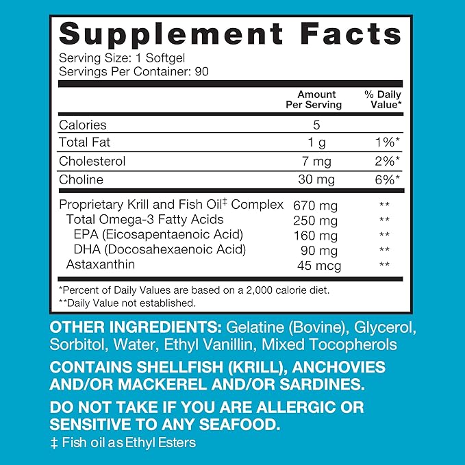 Qunol Advanced Omega 3 Krill and Fish Oil Complex 10x Better Bioavailability One Pill Dose 250mg EPA &amp DHA Supports Brain Eye Heart and Joint Health 90 Count (Pack of 1)