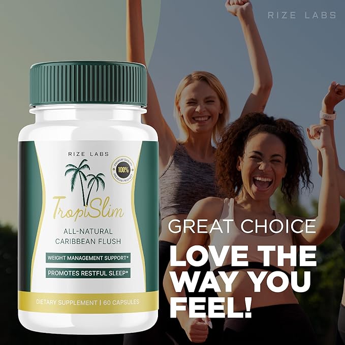 rize labs - Tropislim All Natural Caribbean Flush Weight Loss Supplement Slimming Capsules for Women Healthy Lifestyle + Leaner Physique (60 Capsules)