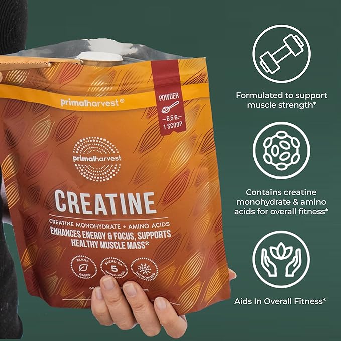 Primal Harvest Creatine Powder Supplement for Men and Women's Fitness Workouts and Muscle Growth to Help Promote Recovery Strength Energy and Endurance (2)