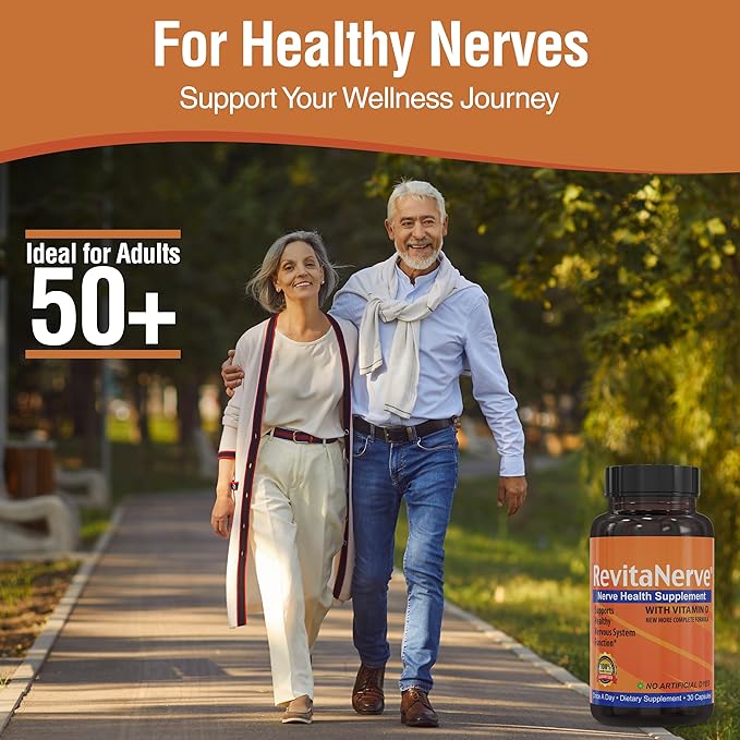 Nerve Support Supplement with 300mg Alpha Lipoic Acid Vitamin D3 Vitamin B1 B2 B6 B12 &amp Magnesium Glycinate One-per-Day Neuropathy Supplement – Daily Nutrient Blend 30 Capsules