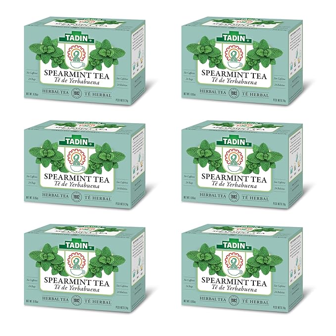 Tadin Spearmint Tea Herbal Tea Caffeine Free 24 Tea Bags Per Box Pack of 6