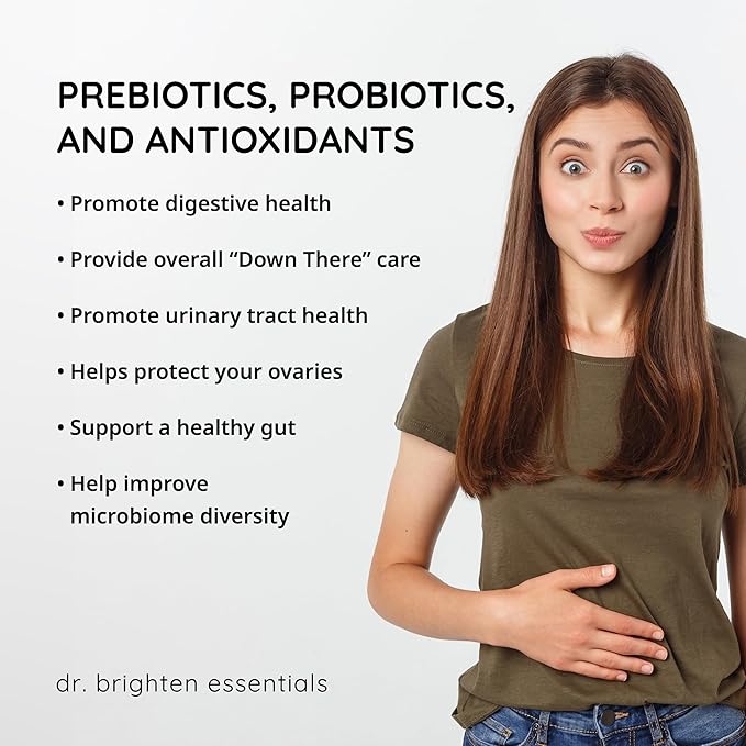 Dr. Brighten Women’s Probiotic - Probiotics Prebiotics with Antioxidants &amp Sunfiber for Healthy Hormones Balanced Female Microbiome Ovaries and Immune Health - 60 Capsules