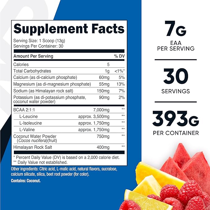 Nutricost BCAA + Hydration Powder (Fruit Punch) 30 Servings - Branched Chain Amino Acids with Hydration Complex - Gluten-Free Non-GMO