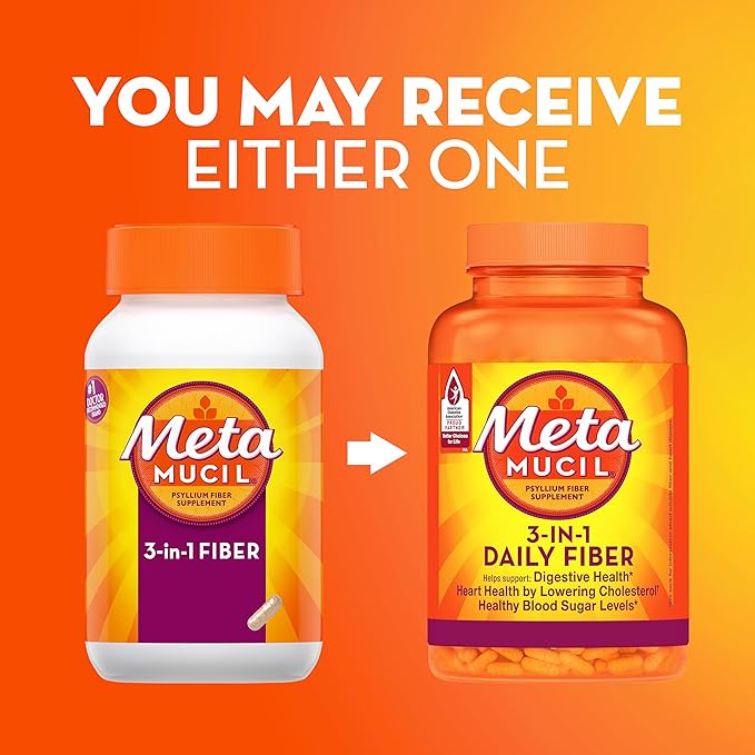 Metamucil Psyllium Husk GLP-1 Friendly Fiber Capsules 160 Capsules 3-in-1 Fiber Supplement Daily Psyllium Husk Fiber Capsules Help Support Digestive Health by Promoting Regularity* Help Supplemen