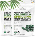 Premium Organic Chlorella / Spirulina Tablets 1000 Count (50/50) | Vegan Kosher Green Algae Superfood | Cracked Cell Wall for Maximum Absorption | High in Protein Iron Chlorophyll - Pack of 2