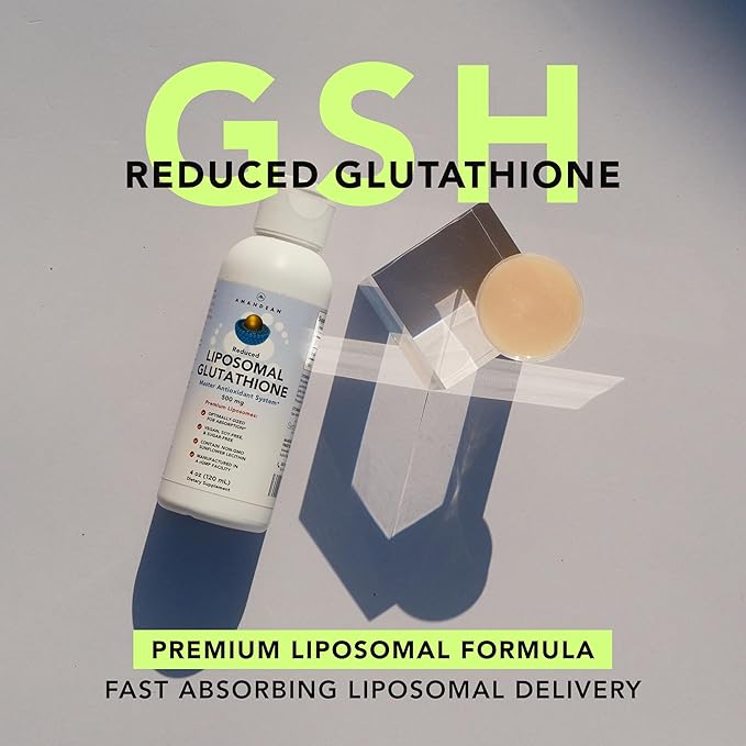 AMANDEAN Liposomal Glutathione Supplement. Liquid Reduced Setria 500mg. Immune Cellular &amp Skin Health Liver Detox. Non-GMO Sunflower Lecithin Phosphatidylcholine. Soy-Free (Packaging May Vary)