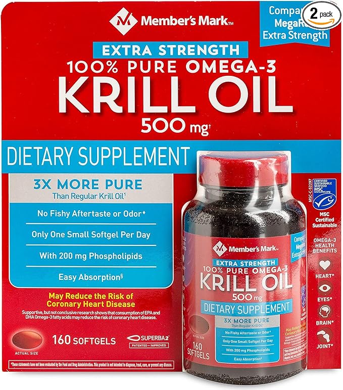 Member’s Mark Extra Strength 100% Pure Omega-3 Krill Oil (Pack of 2)