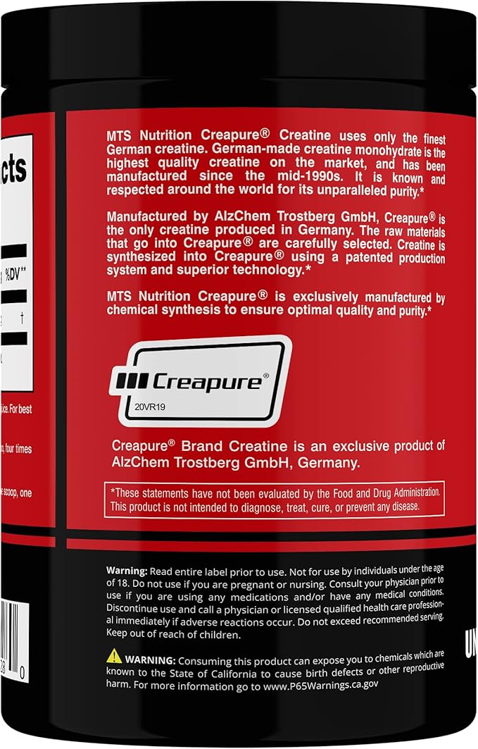 MTS Nutrition Creapure Creatine Powder - Muscle Growth &amp Recovery Supplement - 80 Servings Unflavored