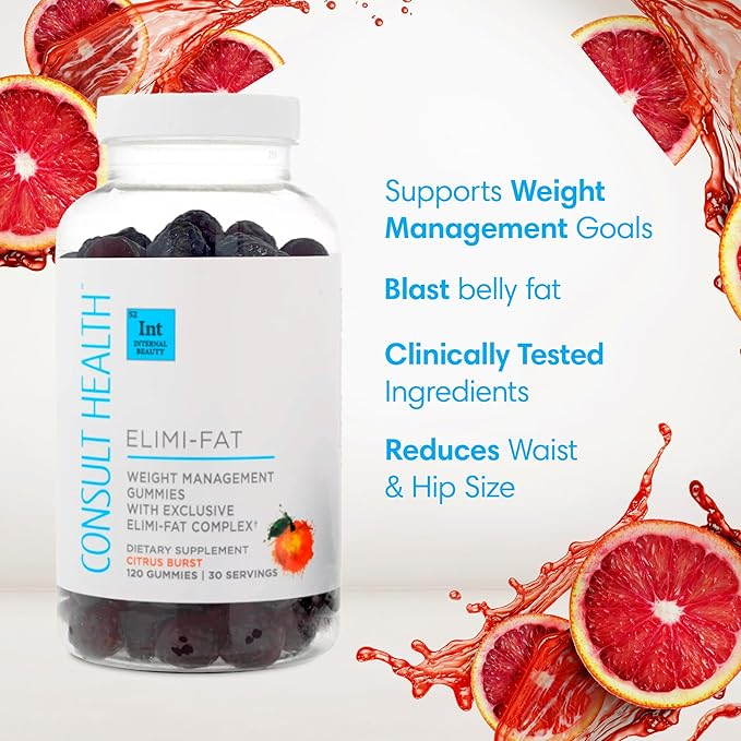 Consult Health ELIMI-Fat Apple Cider Vinegar Morosil Weight Management Gummies - Supports Weight Loss- Gluten Free Keto Vegan - Citrus Flavor 120 Count