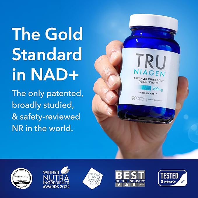 TRU NIAGEN Patented NAD Supplement for Brain Function Anti Aging &amp Cell Regeneration 300mg Niagen 90 Servings | Supports Cellular Energy Muscle | Nicotinamide Riboside (NR) Take 1 Daily | 1 Bo