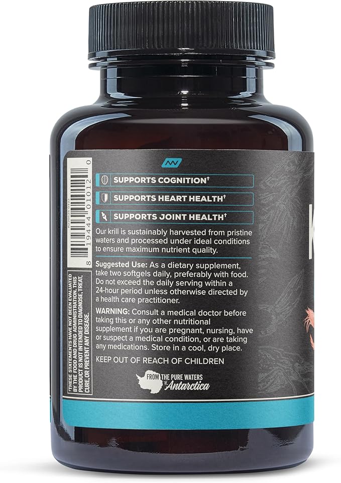 ONNIT Antarctic Krill Oil Soft Gels IGEN™ Non-GMO Tested Dietary Supplement with Omega-3s EPA Astaxanthin &amp Phospholipids for Cognitive Cardiovascular &amp Joint Health 1000mg Per Serving 6