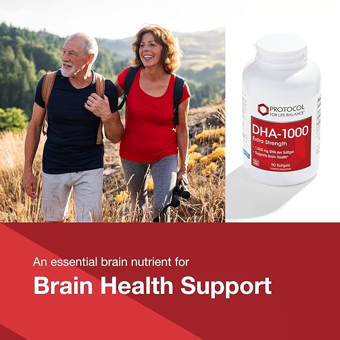 PROTOCOL FOR LIFE BALANCE DHA-1000 Extra Strength - DHA 1000mg - Fish Oil Supplement - Brain Health &amp Support* - Easy Digestion - Non-GMO &amp Halal - 90 Softgels