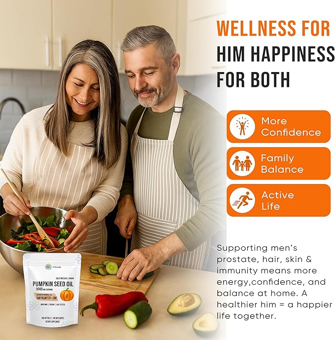 Pumpkin Seed Oil 3000mg 3-in-1 with Saw Palmetto and Zinc High-Potency Formula for Hair Skin Rich in Phytosterols &amp Fatty Acids Prostate Health Urinary Tract Support - 300 Counts
