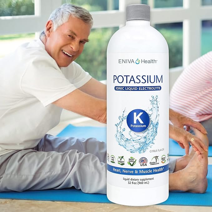 Eniva Health - Liquid Ionic Potassium Supplement for Electrolyte Replacement and Metabolic Support | 600 MG | Gluten-Free Sugar-Free and Keto-Friendly | Dietary Supplement (32oz) - 32 Servings
