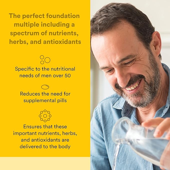 Natural Factors Men's 50+ MultiStart Daily Multivitamin Nutritional Support for Immune and Prostate Health 120 tablets (60 servings)