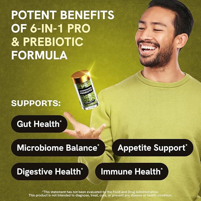 Akkermansia Muciniphila Probiotics 320 Billion CFU| Probiotic and Prebiotic | Akkermansia Probiotics for gut health | Inulin Prebiotic Fiber Capsules Astaxanthin &amp Berberine &amp Chromium | 120 c