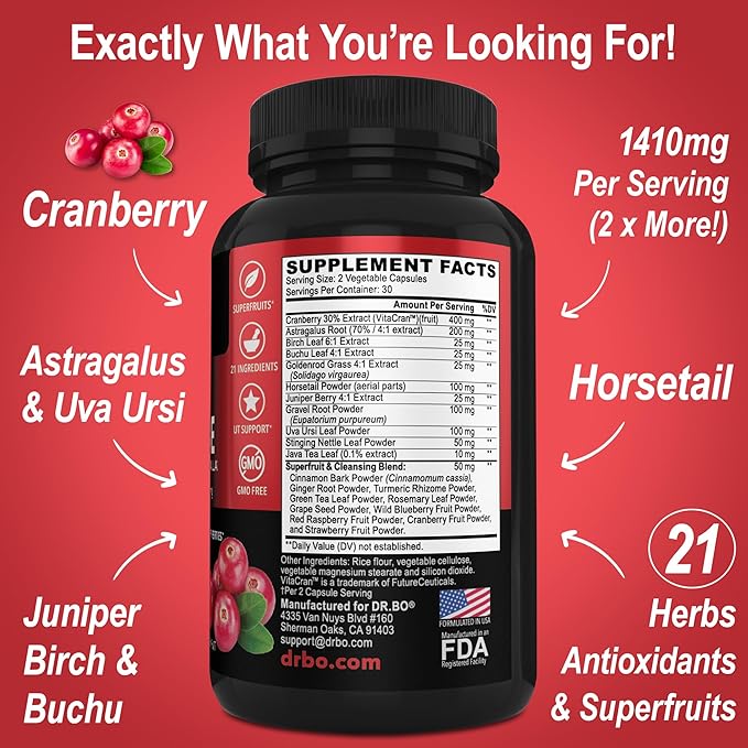DR. BO Kidney Cleanse Detox &amp Activated Charcoal - Natural Cranberry &amp Uva Ursi Extract to Support Kidneys Bladder &amp Urinary Tract Health - Coconut Charcoal Pills for Stomach Gas &amp Bl
