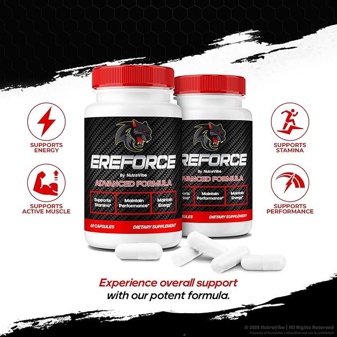 Ereforce – Advanced Daily Formula with Premium Ingredients to Help Fuel Energy Support Daily Performance &amp Active Lifestyle | Just 2 Easy-to-Swallow Pills a Day (60 Capsules)