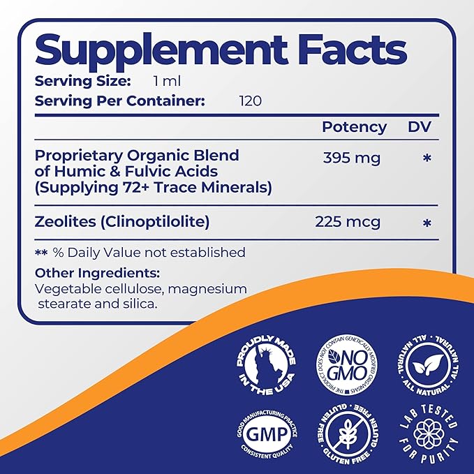 Mimi's Miracle Zeolites: Heavy Metal Detox Zeolite Supplement Drops with 70 Trace Minerals for Adults &amp Kids - Supports Cell Restoration Immune &amp Digestive Tract Health (4 oz Bottle 60 Day S