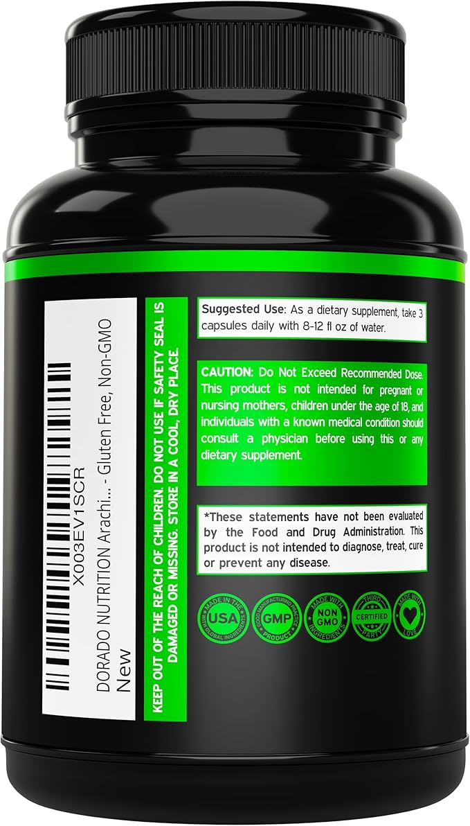Arachidonic Acid Supplement 1500mg (150 Capsules) - Muscle and Strength Supplement for Muscle Mass &amp Recovery for Men &amp Women - Gluten Free &amp Non-GMO - 3rd Party Tested - (150 Capsules) (P