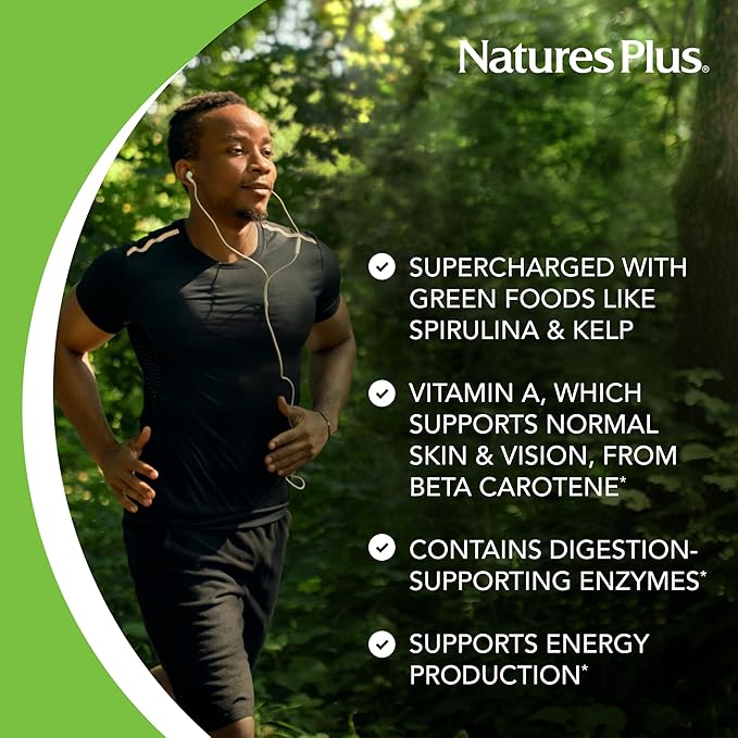 NaturesPlus Source of Life Green Lightning - 180 Capsules - All-Natural High-Energy Whole-Food Supplement - Green Superfoods &amp Digestive Enzymes - Gluten Free Vegetarian - 45 Servings
