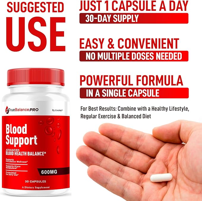 (2 Pack) True Balance Blood Support Pro Glycogen Capsules Maximum Strength TrueBalancePro Pills Supplement Multivitamin All Natural Advanced Formula Daily Health &amp Wellness 60 Capsules for 3 Mon