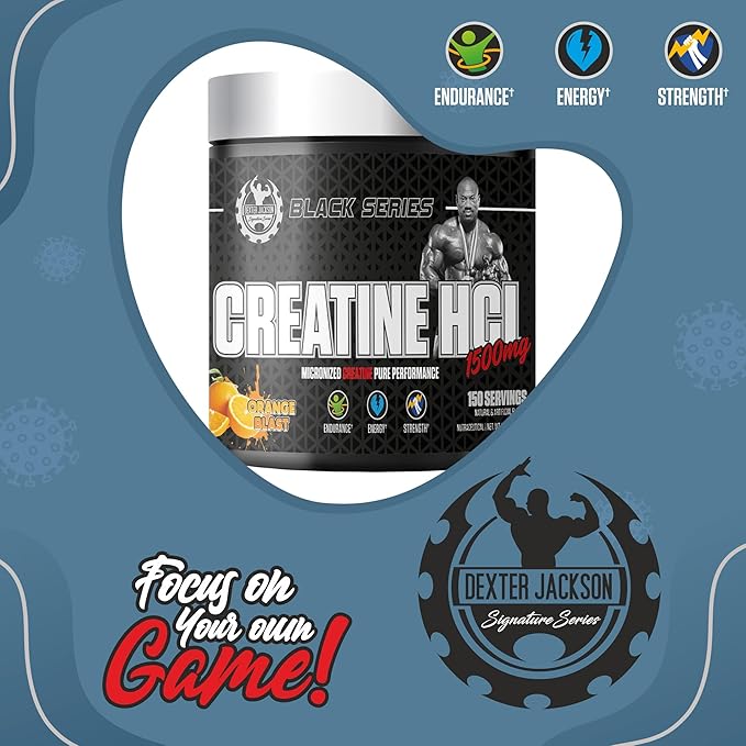 DEXTER JACKSON Black Series Creatine Hcl 1500mg | 300g (150 Serving Orange Blast)